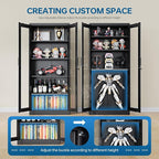 PEUKC Display Cabinet with Glass Doors, 71 Inches Metal Display Case with 4 - Image 7