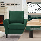 Mid-Century Accent Chairs Set of 2, Modern Linen Fabric Armchair - Image 3