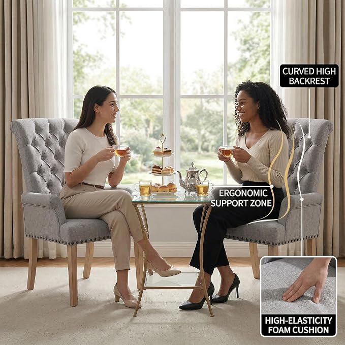 Modern Upholstered Fabric Dining Chairs Set of 2, Accent Chairs - Image 3
