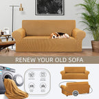 Stretch Loveseat Couch Cover, 2 Cushion Couch Slipcover, Elastic Bottom - Image 3