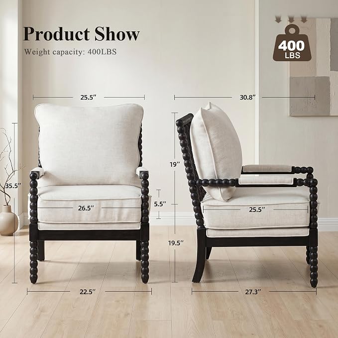 DUHOME Linen Fabric Spindle Accent Chair - Image 2