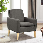 Modern Accent Chair for Living Room, Comfy Upholstered Linen Fabric Single Sofa - Image 2