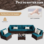 KIGOTY Patio Furniture Set, 7 Pieces Modular Outdoor Sectional Sofa, PE Rattan - Image 6