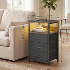 Fixwal Night Stand with Charging Station, LED Nightstand with U-S-B Ports and - Image 3