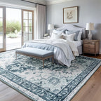 Rugflix 9x12 Area Rugs for Living Room, Washable Light Blue Large Rug | Machine - Image 7