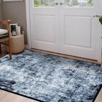 Rugflix 3x5 Entrance Rugs, Washable Navy Blue Dark Entry Small Rug | Machine by RugflixAreaRugs