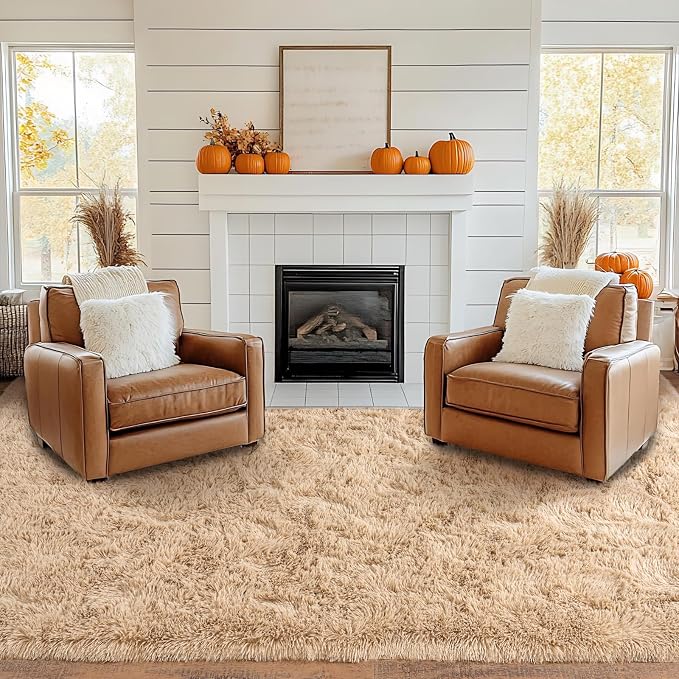 Pionblank Large Rug for Living Room 6x9, Modern Soft Shag Area Rug, Camel | - Image 2
