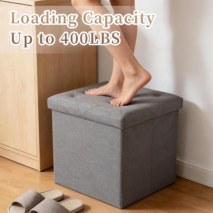 43 inch Storage Ottoman Bench, 30 inch Folding Storage Bench Ottoman, - Image 5
