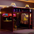Modern Gaming Loft Bed with Built-in Desk, LED Lighting & Charging Hub – Full by Unknown
