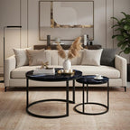 Homy Casa 23.6inch Round Coffee Table Set of 2, Modern Nesting Coffee Tables - Image 4