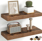 Fun Memories 16 Inch Floating Shelves Wall-Mounted, Engineered Wood Wall Shelves by FunMemories