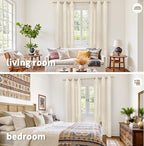 YoungsTex Linen Curtains 38 x 84 Inch Length, Light Filtering Drapes Rustic - Image 2