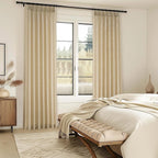 Topfinel Natural Beige Pinch Pleated Semi Sheer Curtains Textured Linen Blended - Image 7