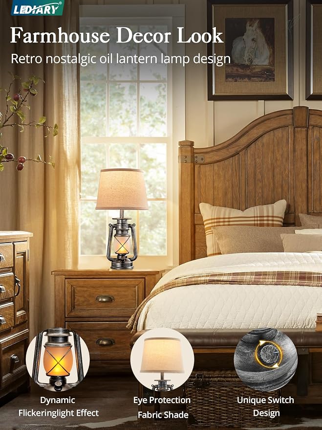 LEDIARY 18.72" Sliver LED Lantern Flickering Flame Table Lamps - Image 2