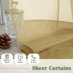 Gold Sheer Curtains 63 Inch Length 2 Panels, Rod Pockets Window Treatments - Image 4