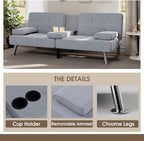 Flamaker Futon Sofa Bed Modern Folding Futon Set Linen Fabric Convertible - Image 5
