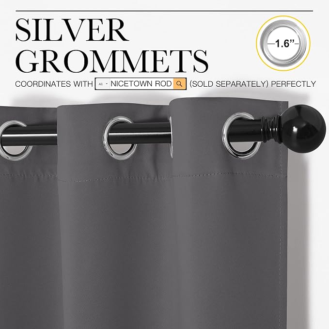 NICETOWN Bedroom Blackout Curtains Panels, 1 Pair, 55 inches by 118 Inch - Image 2