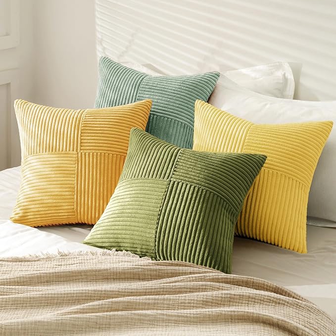 MIULEE Boho Farmhouse Spring Decorative Throw Pillow Covers 18x18 Inch 4 Packs - Image 4