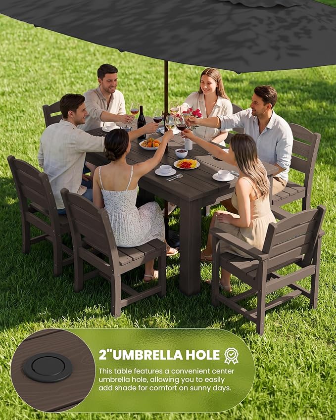 SERWALL Patio Dining Set with 15FT Double Side Umbrella, Outdoor Dining Sets - Image 3