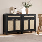 SICOTAS Sideboard Buffet Storage Cabinet Set of 3, Rattan Credenza Buffet Table - Image 8