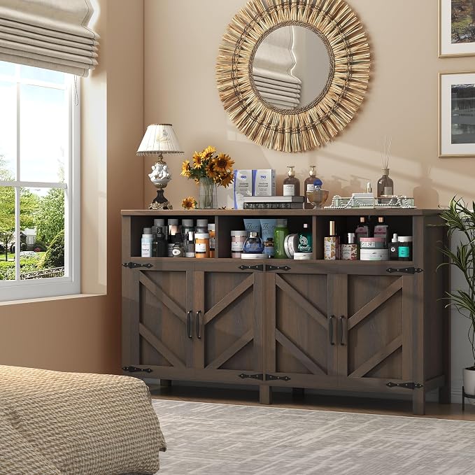knoworld Buffet Sideboard with Storage Farmhouse with 4 Doors, Dining Room - Image 9