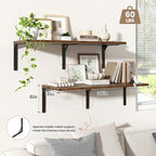 Fun Memories Rustic Brown 12 Inch Deep Floating Shelves Set of 2, Wall Mounted - Image 4