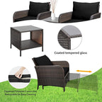 LEVELEVE Balcony Furniture 5 Piece Patio Conversation Set, PE Wicker Rattan - Image 4