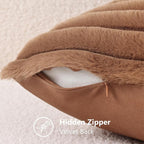 decorUhome Fall Faux Fur Throw Pillow Covers 16x16 Set of 2 Brown | Decorative - Image 8