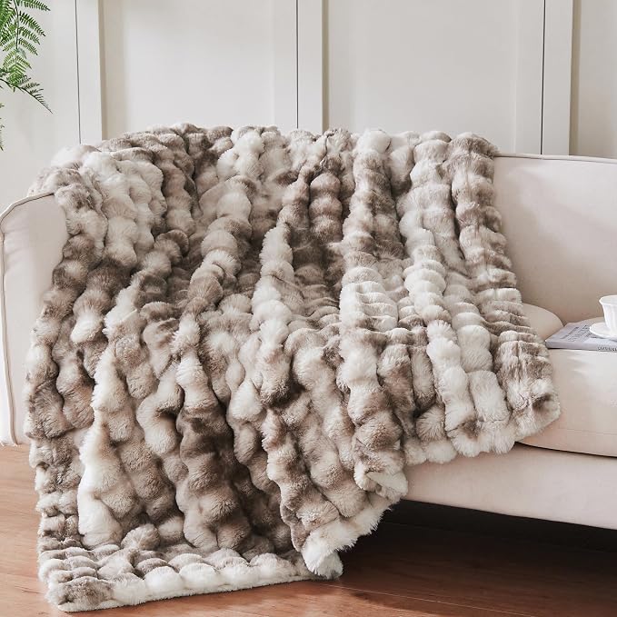 50x60 Inches Ultra-Soft Fuzzy Faux Fur Plush Throw Blanket by Serenhom
