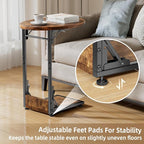 Elbourn Folding Side Table End Couch Tables, Metal Frame C-Shaped TV Stand - Image 6