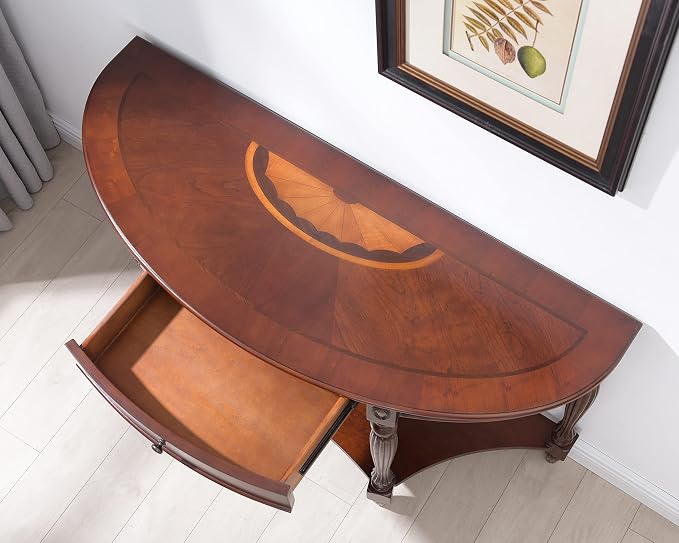 Solid Wood Semi-Circle Sofa Table - Image 6
