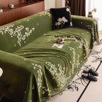 VClife Emerald Green Ginkgo Botanical Sofa Cover Non Slip Chenille Couch Cover - Image 9