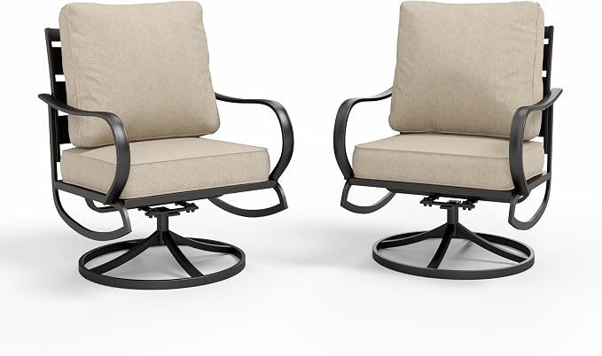 Sophia & William 2 Pieces Patio Furniture Sets Metal Sofa Chairs Patio Cushion by SophiaWilliam
