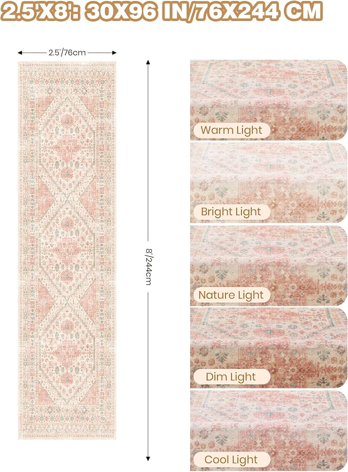 Kitchen Runner Rug Non Slip Washable Rugs 2.5x8, Carpet Runner - Image 2