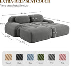 Boneless Sectional Couch, No Assembly Required, 81.8” U Shaped Modular Cloud - Image 3