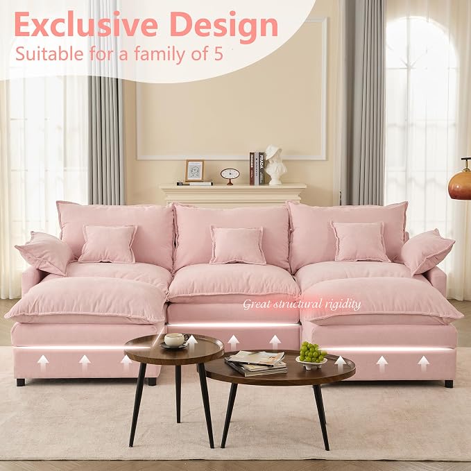 GOSUHI 108" U Shaped Couch, Modular Sectional Sofa, 3-Seater Comfy Cloud Couch - Image 3