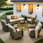 ovios 8 Pieces Patio Furniture Set, Outdoor Wicker Sofa Couch by OVIOS