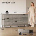 BORNOON 63" Long Dresser for Bedroom, 9-Drawer Fluted Dresser, Extra-Wide Wood - Image 2