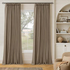 Latte 105 Inch Linen 100% Light Blocking Curtains Drapes 2 Panels Set | Pinch by Twodrapes