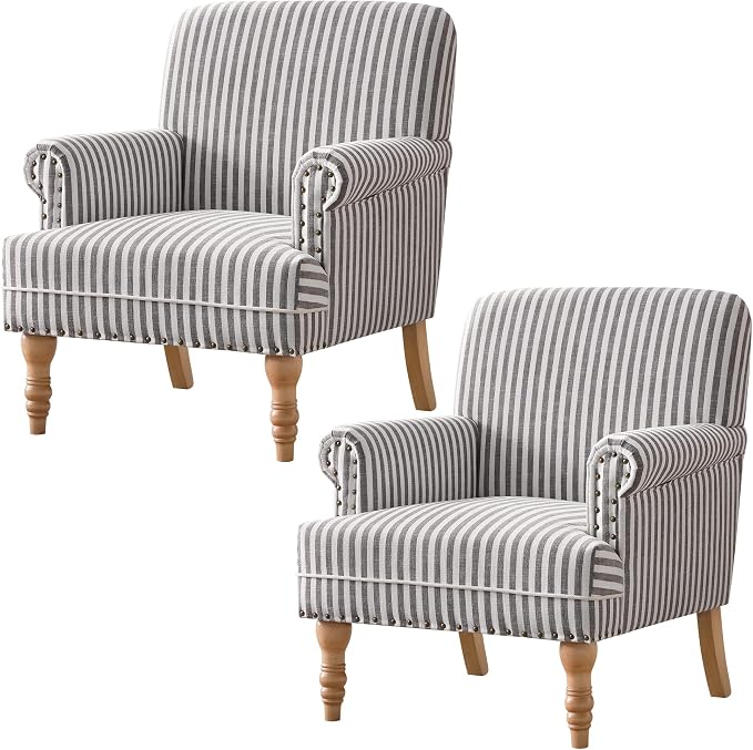 HUIMO Linen Fabric Accent Chair, Mid-Century Modern Upholstered Armchair - Image 7