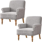 HUIMO Linen Fabric Accent Chair, Mid-Century Modern Upholstered Armchair - Image 7