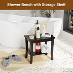 Bamboo Black Shower Bench Stool Shower Chair Seat Adult Women Her Sister Aunt - Image 2