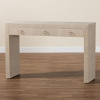 bali & pari Cielo Bohemian Woven Natural Grasscloth 3-Drawer Console Table - Image 11