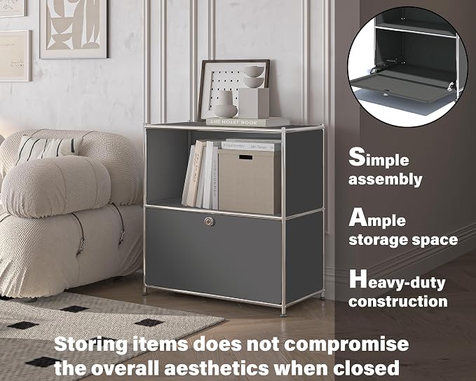 32.5-Inch Flip-Top Side Table & Buffet Cabinet - Image 5