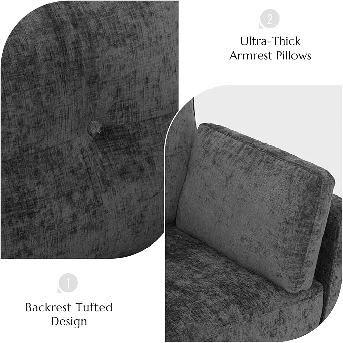 Luxury Oversized Accent Chair Set of 2, 40.9" Upholstered Piping Single - Image 9
