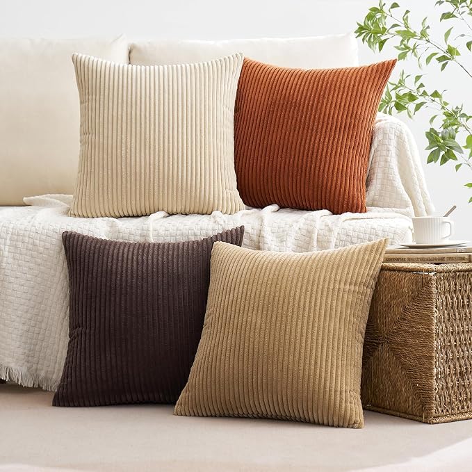 MIULEE Fall Decorative Throw Pillow Covers Chocolate Brown Rust 20x20 | Set of 4 - Image 2