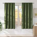 NICETOWN Froest Green Faux Linen Room Darkening Rod Pocket Curtains 63 inch by NICETOWN