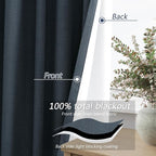 100% Blackout Linen Curtains 102 Inch Length 2 Panels Set - Image 4