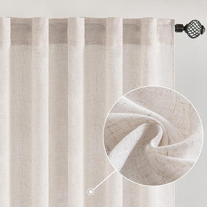MIULEE White Linen Curtains 42x84 Inch Length 2 Panels by MIULEE