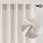 MIULEE White Linen Curtains 52x72 Inch Length by MIULEE